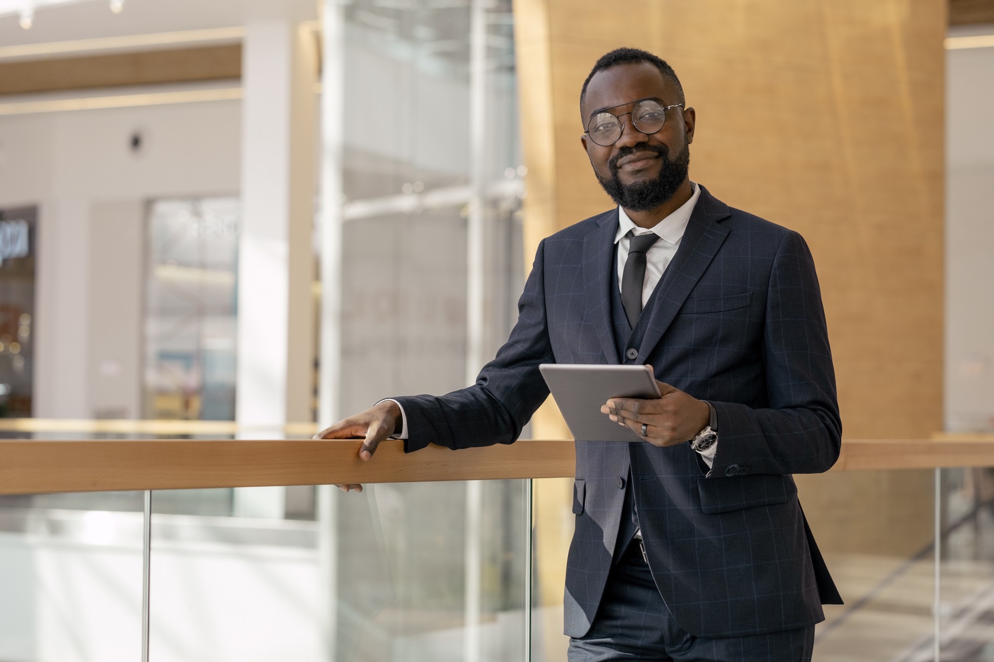 Business professional using a tablet